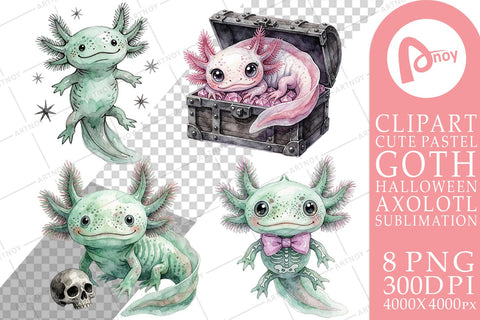 Sublimation Pastel Goth Skeleton Axolotl Sublimation artnoy 
