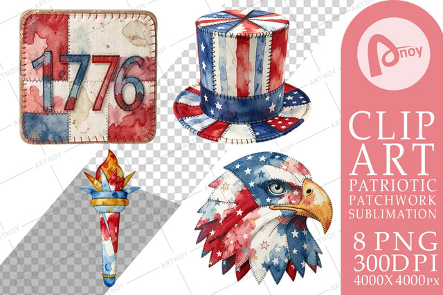 Sublimation Patriotic Symbol Patchwork Watercolor Sublimation artnoy 