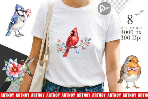 Sublimation Patriotic Watercolor Birds Sublimation artnoy 