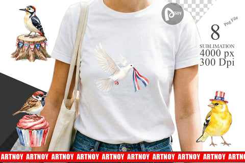 Sublimation Patriotic Watercolor Birds Sublimation artnoy 