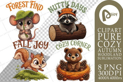 Sublimation Playful Autumn Acorn Forest Friends Sublimation artnoy 