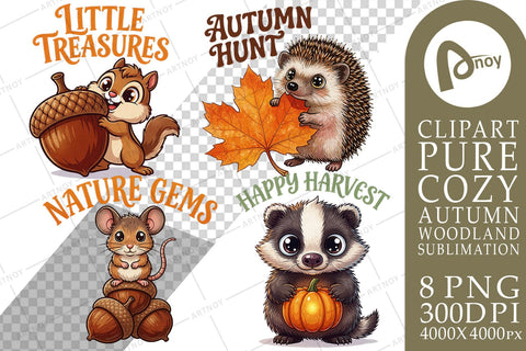 Sublimation Playful Autumn Acorn Forest Friends Sublimation artnoy 