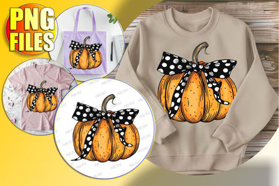 Sublimation PNG Watercolor Pumpkin Bow Design Sublimation afrosvg 