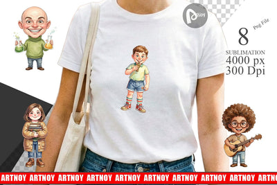 Sublimation Quirky 70s Human Teacher Watercolor Sublimation artnoy 