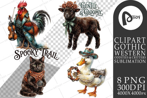 Sublimation Quirky Gothic Barnyard Band Animals Sublimation artnoy 