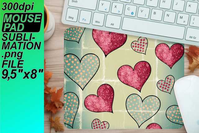 Sublimation-ready mouse desk designs, elevate your decor! , Heart Sublimation HoodArtCraft 