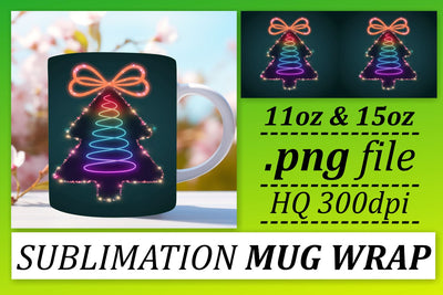 Sublimation-ready mug wraps, great for crafting! , Neon Xmas Sublimation afrosvg 