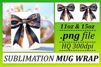 Sublimation-ready mug wraps, ideal for special occasions! , Bow Sublimation afrosvg 