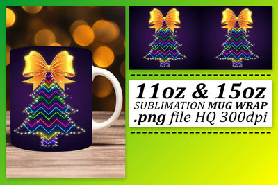 Sublimation-ready mug wraps, ideal for special occasions! , Neon Xmas Sublimation afrosvg 