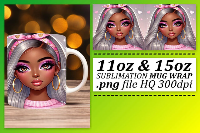 Sublimation-ready PNGs, create stunning mugs! , Love Girl Sublimation afrosvg 