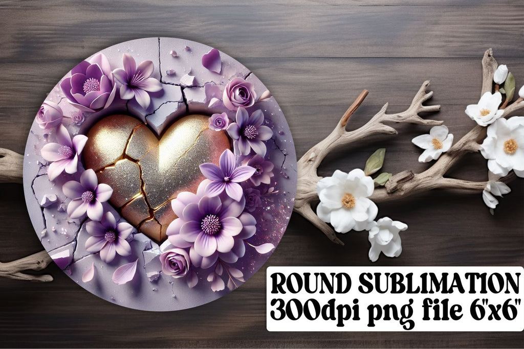 sublimation-ready! , Unique round designs for keychains, 3D Heart - So ...