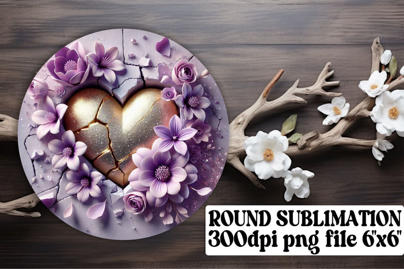 sublimation-ready! , Unique round designs for keychains, 3D Heart Sublimation afrosvg 