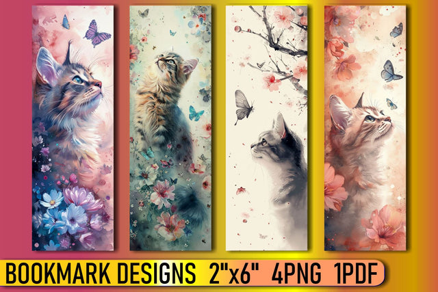 Sublimation-Ready Watercolor Cat Bookmarks Sublimation afrosvg 
