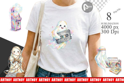 Sublimation Retro Arcade Gamer Ghost Sublimation artnoy 
