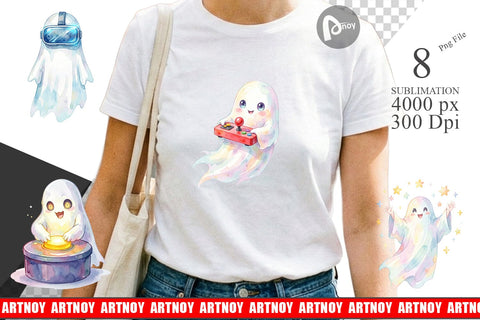 Sublimation Retro Arcade Gamer Ghost Sublimation artnoy 