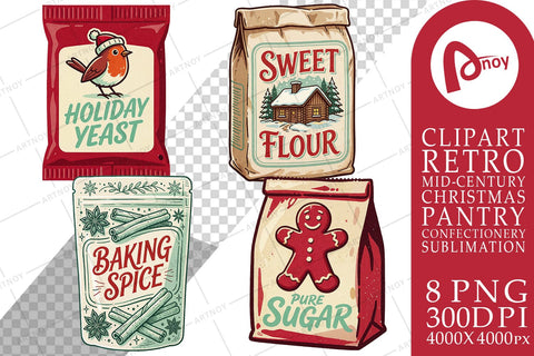 Sublimation Retro Christmas Baking Flour & Sacks Sublimation artnoy 