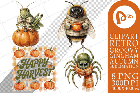Sublimation Retro Gingham Harvest Bug Buddies Sublimation artnoy 