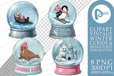 Sublimation Retro Snowglobe Winter Menagerie Sublimation artnoy 