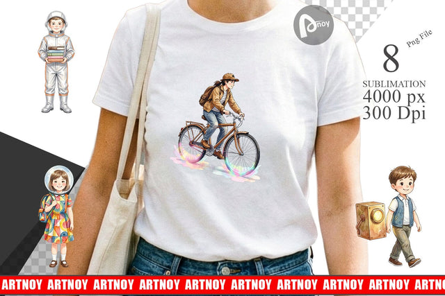Sublimation Retro Space Kid School Watercolor Sublimation artnoy 