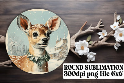 Sublimation Round Design Keychain Retro Christmas Sublimation afrosvg 