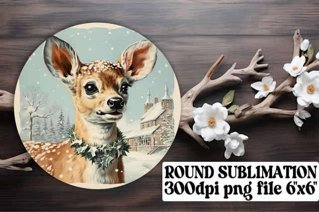 Sublimation Round Design Keychain Retro Christmas Sublimation afrosvg 