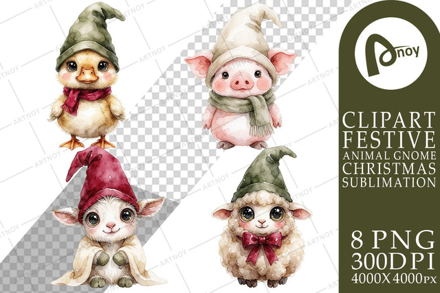 Sublimation Rustic Farmhouse Animal Holiday Gnomes Sublimation artnoy 