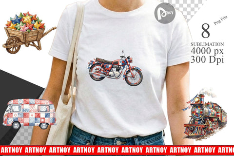 Sublimation Rustic USA Patchwork Vehicle Sublimation artnoy 