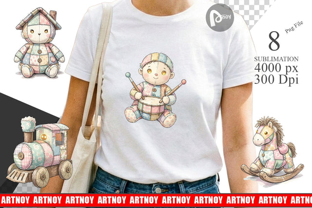 Sublimation Santa Workshop Patchwork Watercolor Sublimation artnoy 