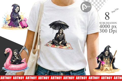 Sublimation Sarcastic Aloha Reaper Watercolor Sublimation artnoy 