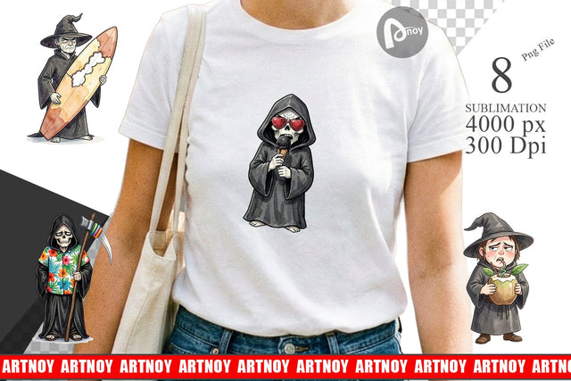 Sublimation Sarcastic Aloha Reaper Watercolor Sublimation artnoy 