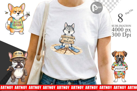 Sublimation Sarcastic Anti Summer Dog Watercolor Sublimation artnoy 