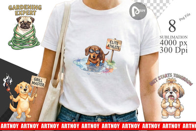 Sublimation Sarcastic Anti Summer Dog Watercolor Sublimation artnoy 
