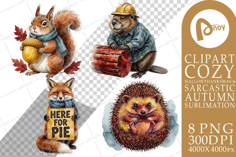 Sublimation Sarcastic Autumn Woodland Critters Sublimation artnoy 