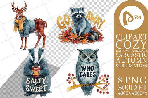 Sublimation Sarcastic Autumn Woodland Critters Sublimation artnoy 