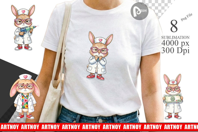 Sublimation Sarcastic Bunny Nurse Vibes Sublimation artnoy 