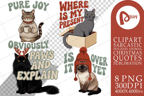 Sublimation Sarcastic Christmas Feline Cat Quotes Sublimation artnoy 