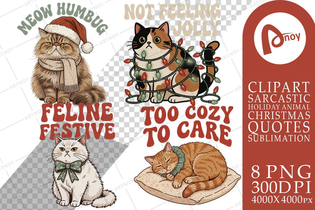 Sublimation Sarcastic Christmas Feline Cat Quotes Sublimation artnoy 