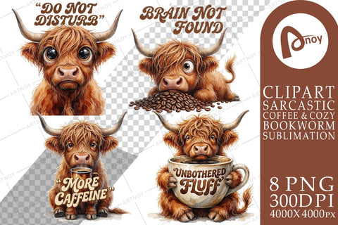 Sublimation Sarcastic Highland Cow Coffee Club Quotes Sublimation artnoy 