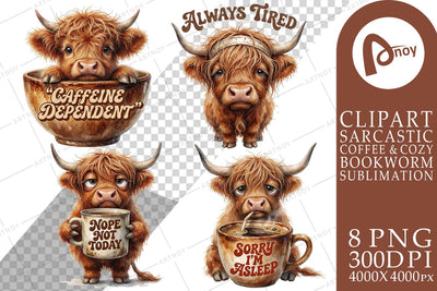 Sublimation Sarcastic Highland Cow Coffee Club Quotes Sublimation artnoy 