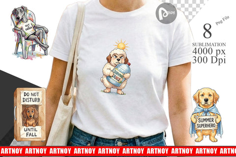Sublimation Sarcastic Lazy Summer Dog Watercolor Sublimation artnoy 