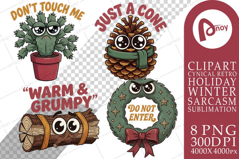 Sublimation Sarcastic Retro Christmas Botanicals SVG artnoy 