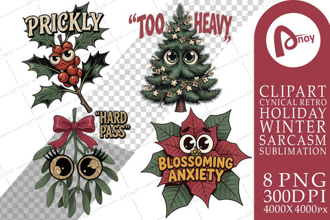 Sublimation Sarcastic Retro Christmas Botanicals SVG artnoy 