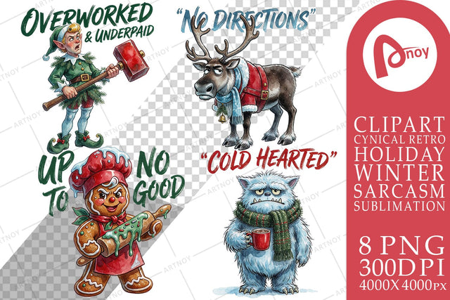 Sublimation Sarcastic Retro Christmas Figures SVG artnoy 