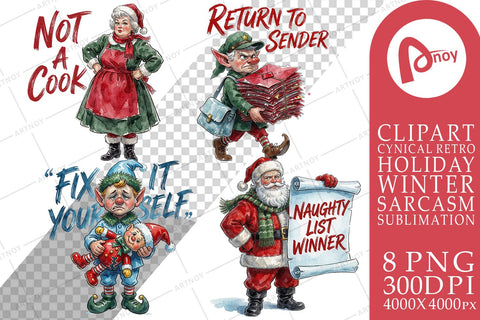 Sublimation Sarcastic Retro Christmas Figures SVG artnoy 
