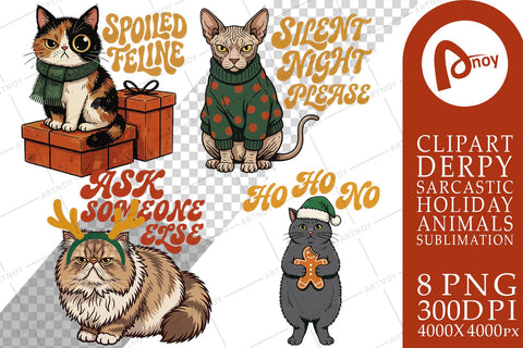 Sublimation Sarcastic Retro Holiday Cats Sublimation artnoy 
