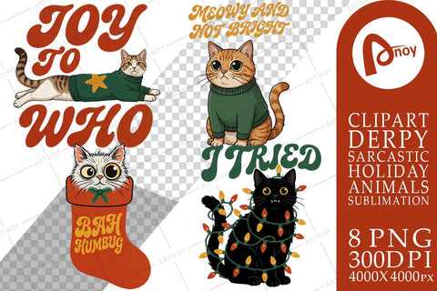 Sublimation Sarcastic Retro Holiday Cats Sublimation artnoy 