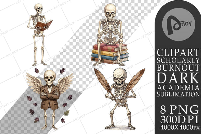 Sublimation Sarcastic Skeleton Dark Academia Sublimation artnoy 