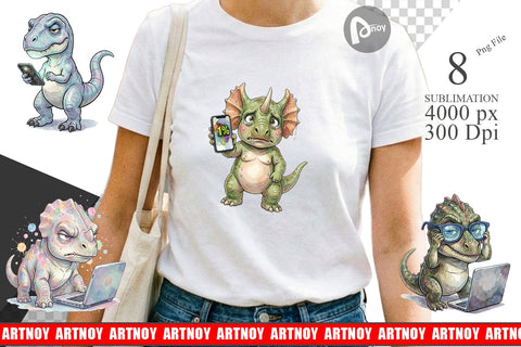 Sublimation Sarcastic Tech Fatigued Dinosaur Sublimation artnoy 