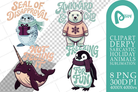 Sublimation Sarcastic Winter Arctic Holiday Animals Sublimation artnoy 