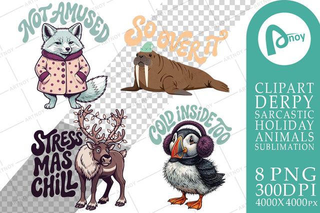 Sublimation Sarcastic Winter Arctic Holiday Animals Sublimation artnoy 